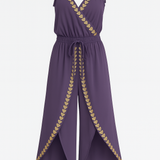 Donatila Unique Jumpsuit with Golden Details and Open Leg