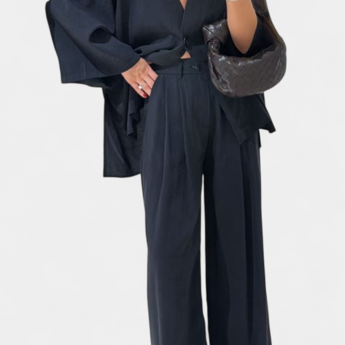 Eli Oversized Set with V-Neck Top and Straight Pants