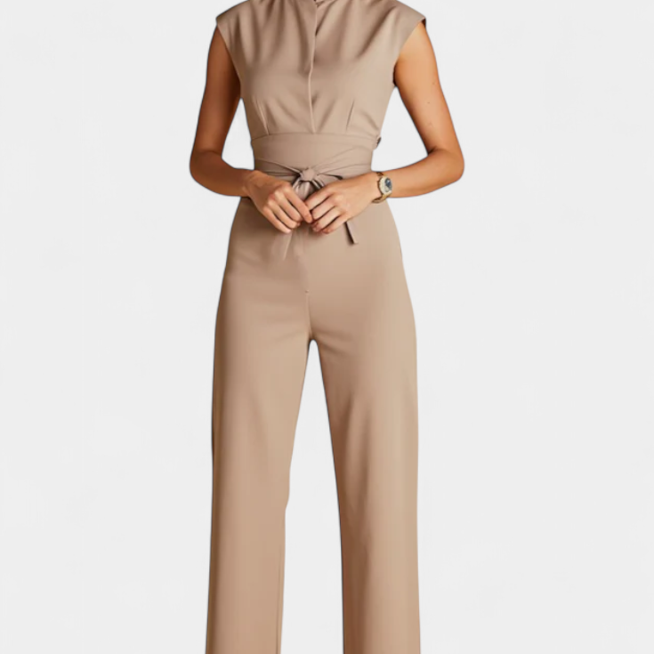 Sleeveless Jumpsuit with Flared Cut