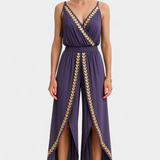 Donatila Unique Jumpsuit with Golden Details and Open Leg
