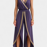 Donatila Unique Jumpsuit with Golden Details and Open Leg