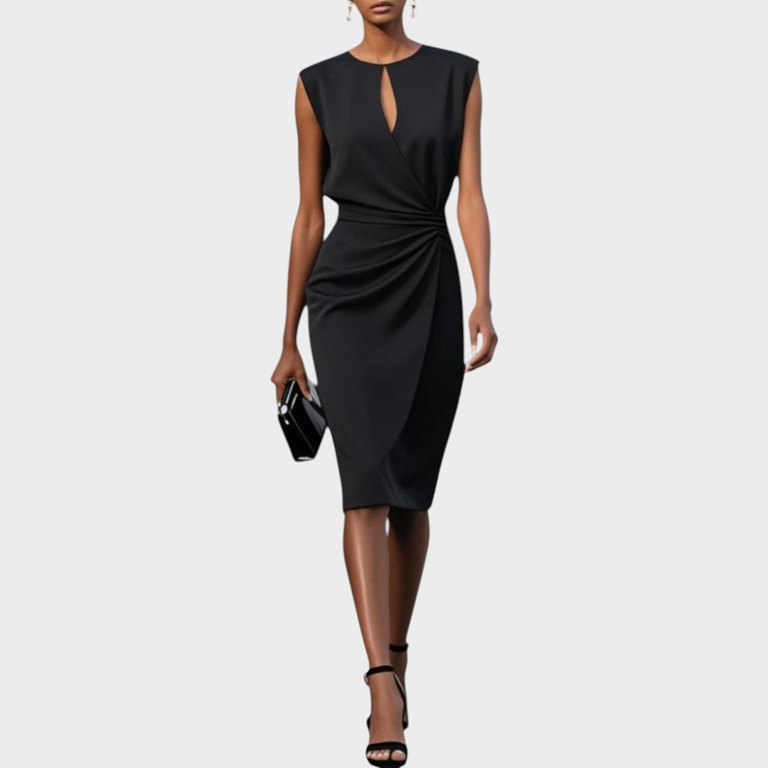 Moana – Long Sleeve Midi Dress with Round Neck