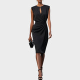 Moana – Long Sleeve Midi Dress with Round Neck