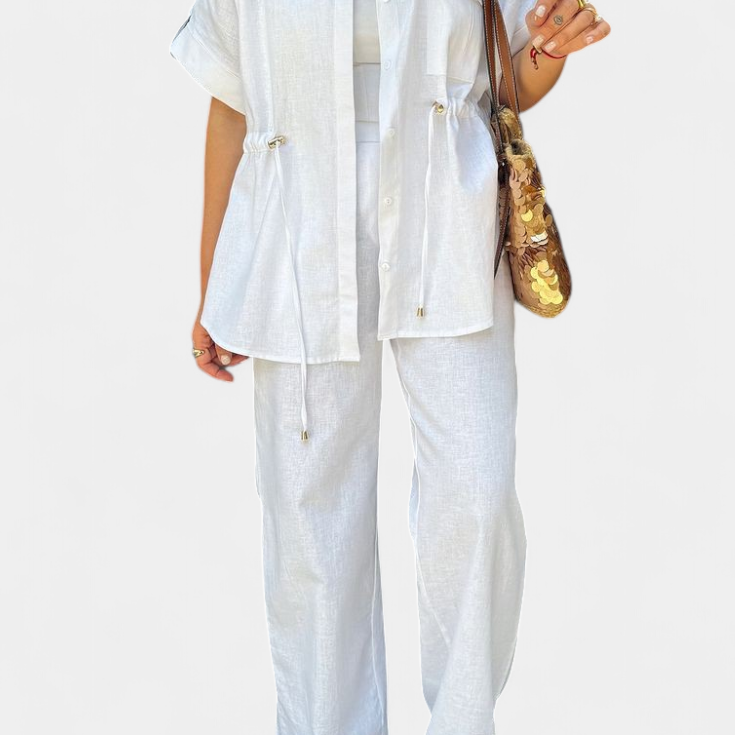 Lani Relaxed Cotton and Linen Shirt and Pants Set