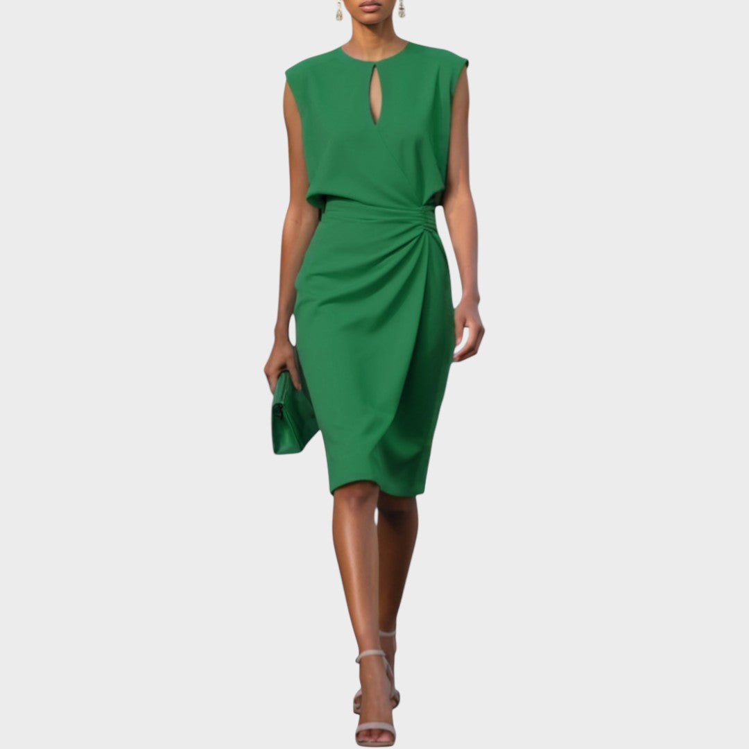 Moana – Long Sleeve Midi Dress with Round Neck