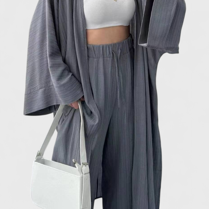 Caspian Relaxed Two-Piece Set with Long Kimono