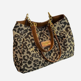 Edith Leopard Print Canvas Tote Bag