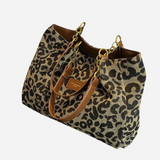 Edith Leopard Print Canvas Tote Bag