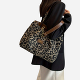 Edith Leopard Print Canvas Tote Bag