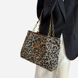 Edith Leopard Print Canvas Tote Bag