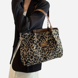 Edith Leopard Print Canvas Tote Bag