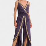 Donatila Unique Jumpsuit with Golden Details and Open Leg