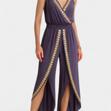 Donatila Unique Jumpsuit with Golden Details and Open Leg